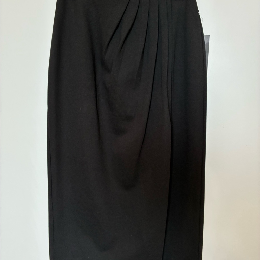 Rafaella Black Midi Skirt with Drape Front Sz 4 - NEW WITH TAGS!